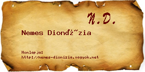 Nemes Dionízia névjegykártya